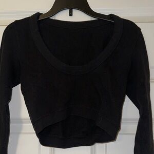 ALO Yoga Black Ribbed Long Sleeve Crop Top
